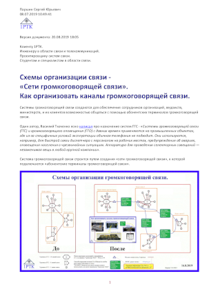 Схемы организации связи – «Сети громкоговорящей связи».