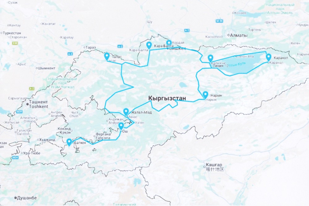 Карта - где эксплуатируется "Транспорт-30х4" в Кыргызстане - ОАО «Кыргызтелеком»