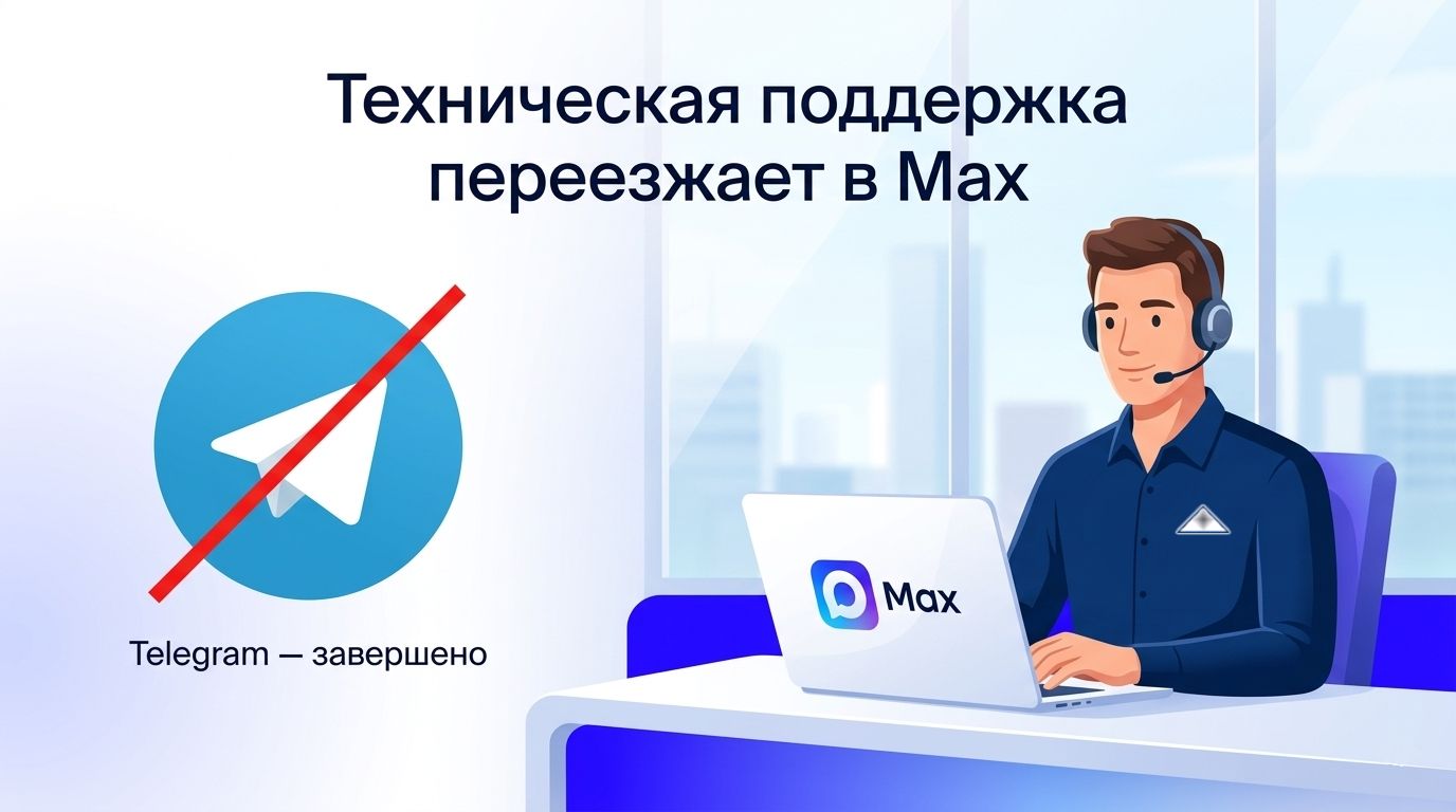 Техническая поддержка 1РТК переносится в мессенджер Max. Поддержка в Telegram прекращена.